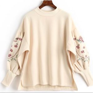 Vintage Floral balloon sleeve sweater